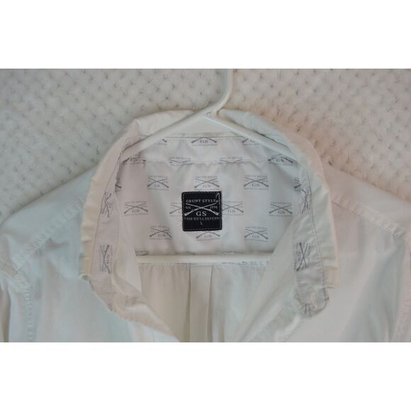 Grunt Style Men's Large White Long Sleeve Button Down Shirt - Picture 8 of 13